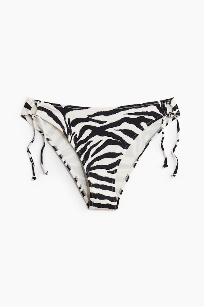Tie tanga Cheeky bikini bottoms - Black/Zebra print/White/Red striped/White/Blue striped - 1