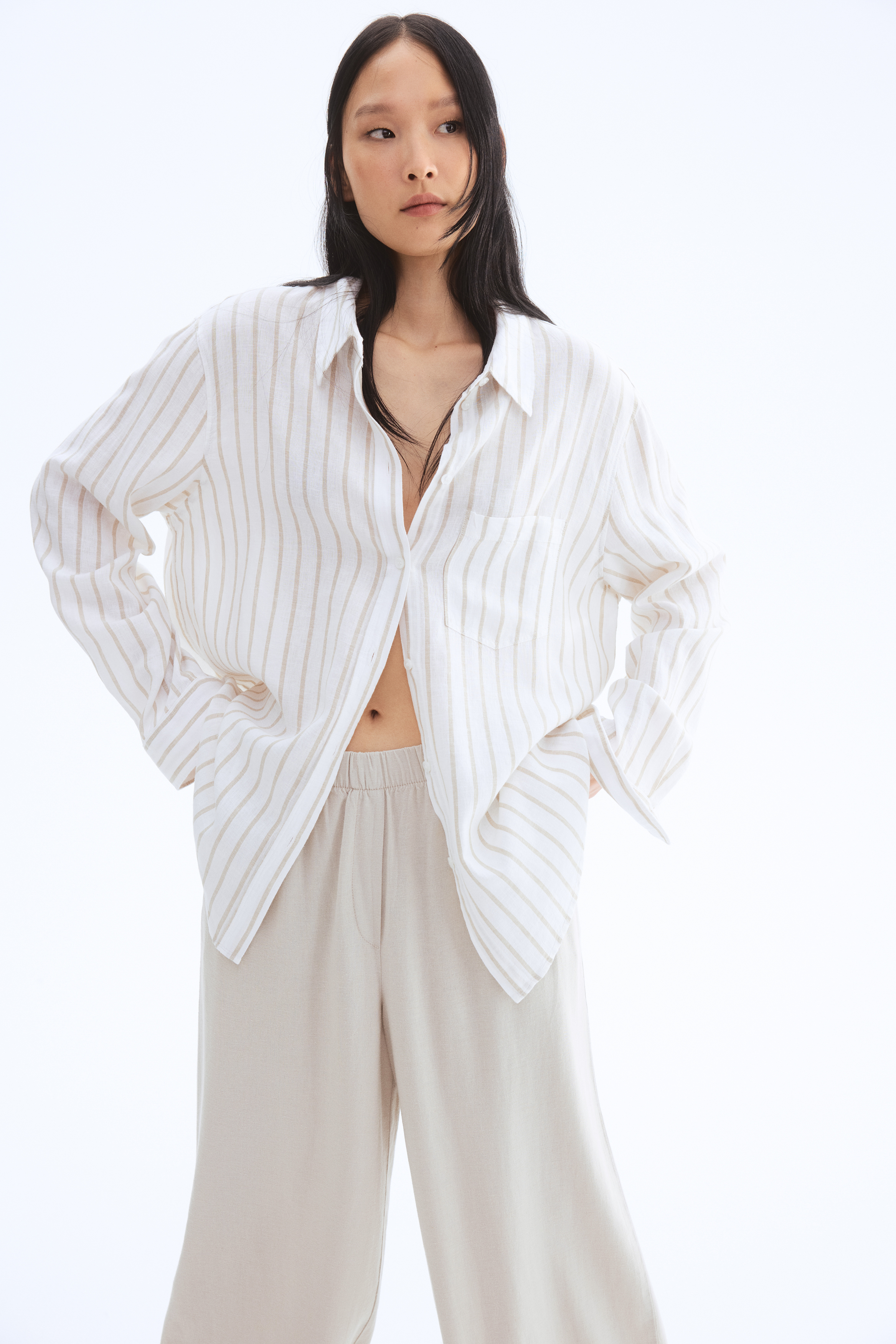 Wide-Leg Linen-Blend Pants - image 2
