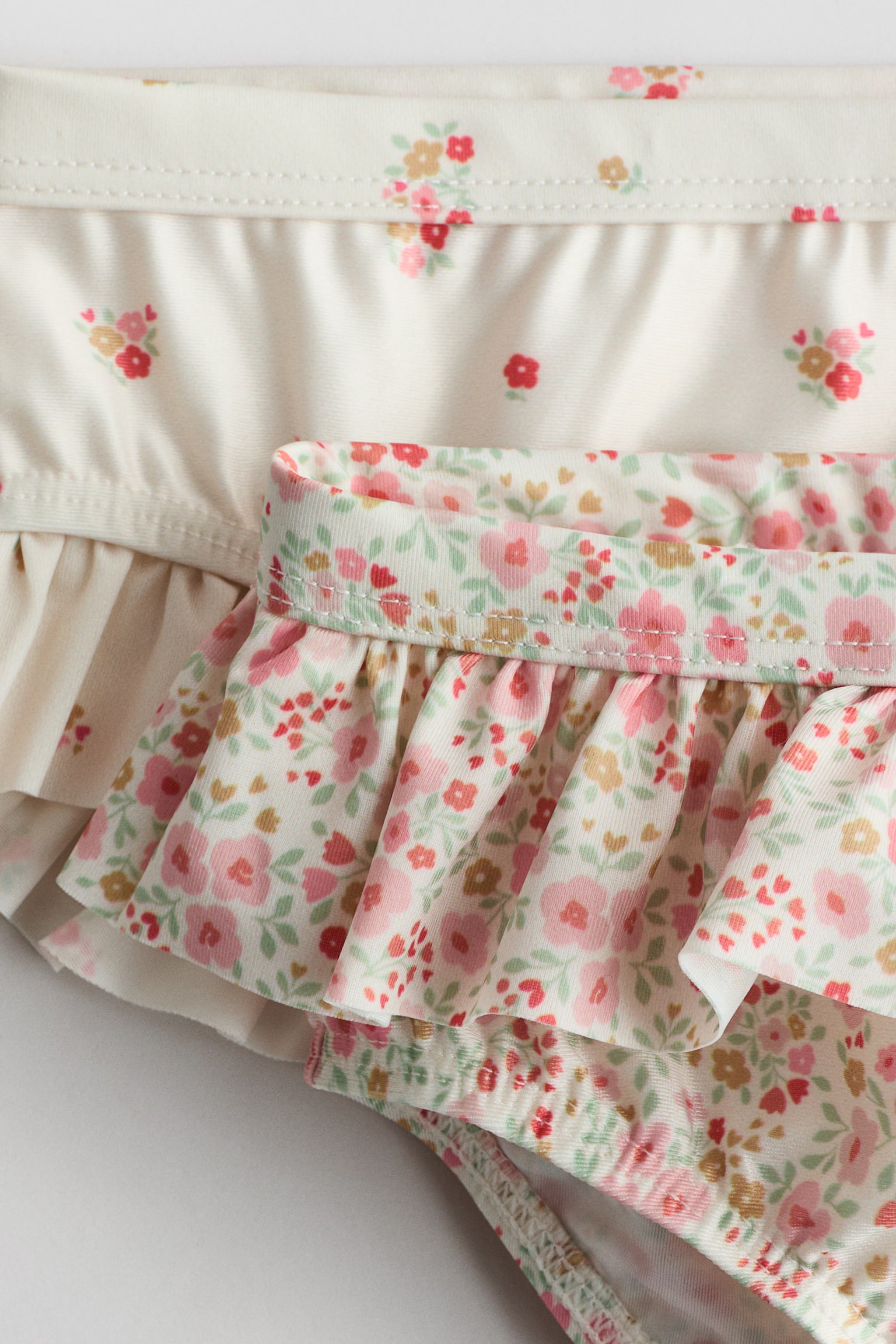 Lot de 2 bas de maillot volantés - Rose/fleuri - 2