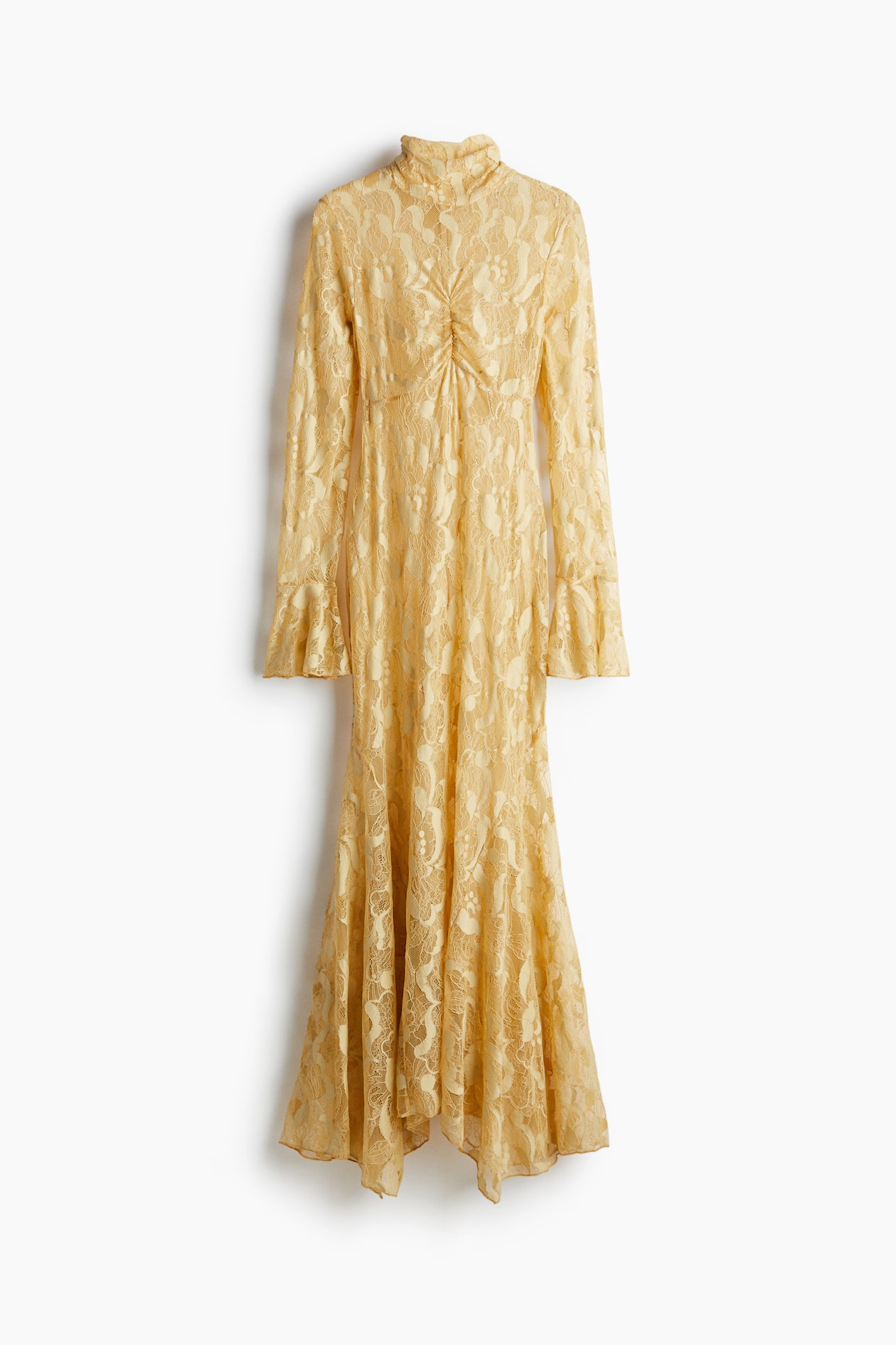 Women's Yellow Turtleneck lace maxi dress | H&M Women's Yellow Turtleneck lace maxi dress | H&M