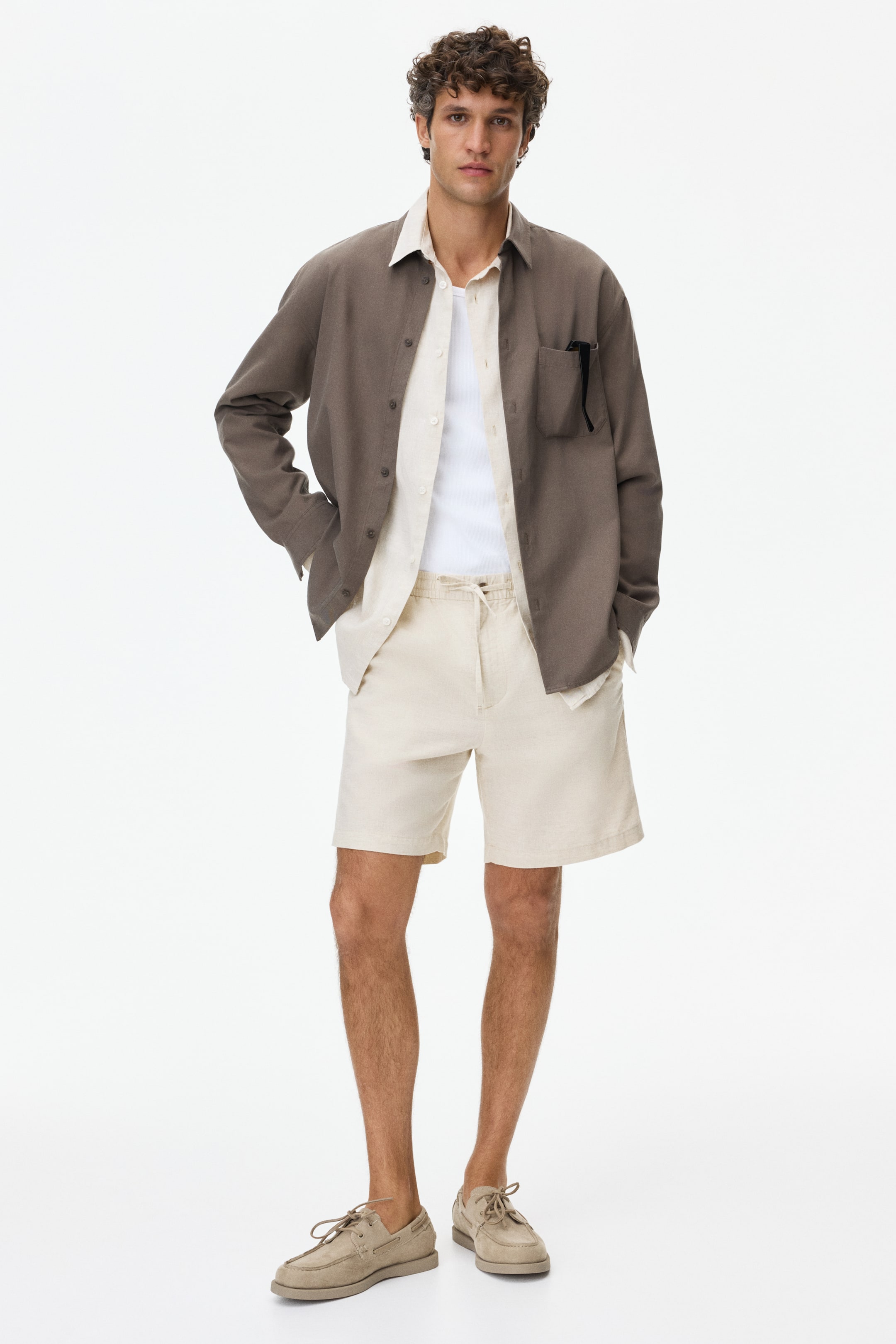 Regular-Fit Linen-Blend Shorts