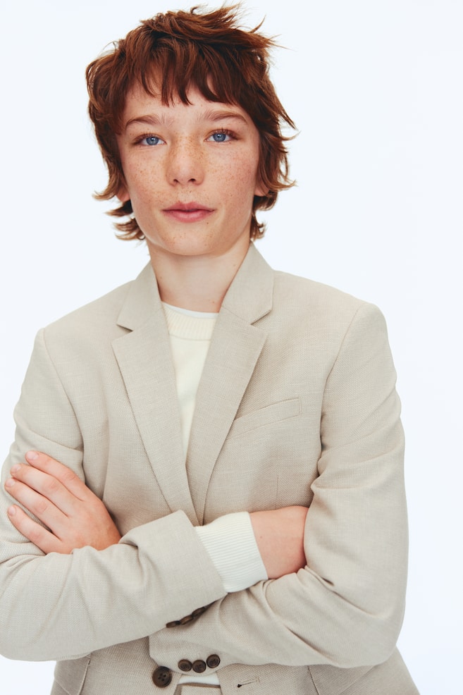 Linen-Blend Suit-Light beige - 6