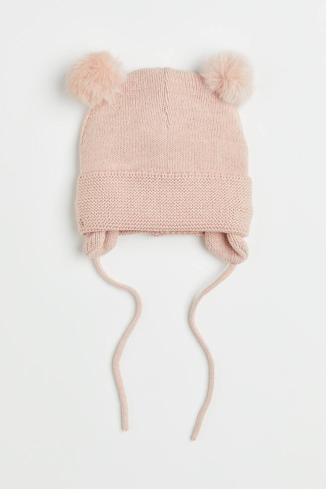 Fleece-lined hat - Powder pink/Black/Cream/Light grey - 1