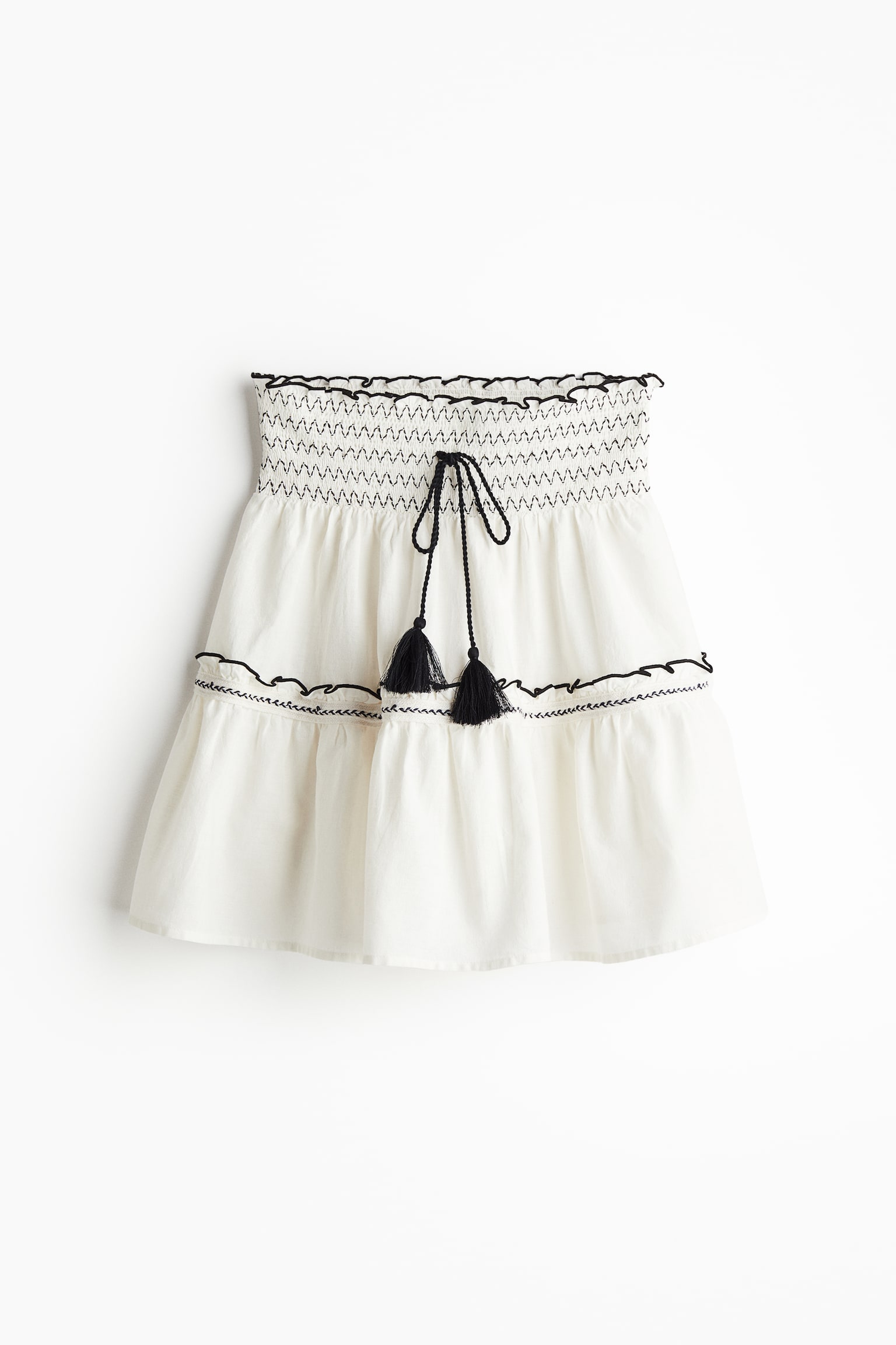 Smock Waist Skirt - White - 2