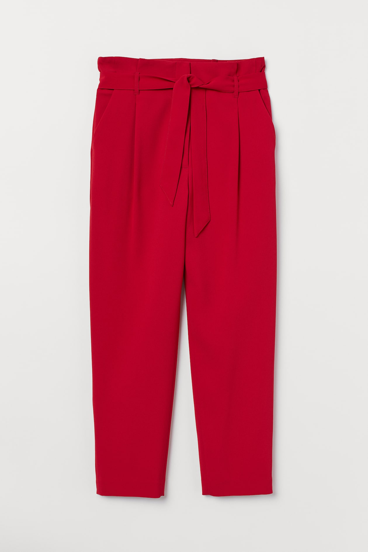 Paper-bag Pants - High waist - Ankle-length - Red - Ladies | H&M US