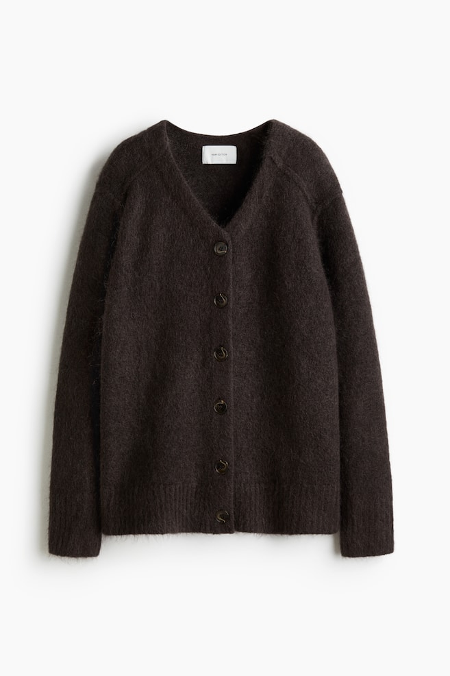 Mohair Blend Cardigan - Dark brown/Light beige - 1