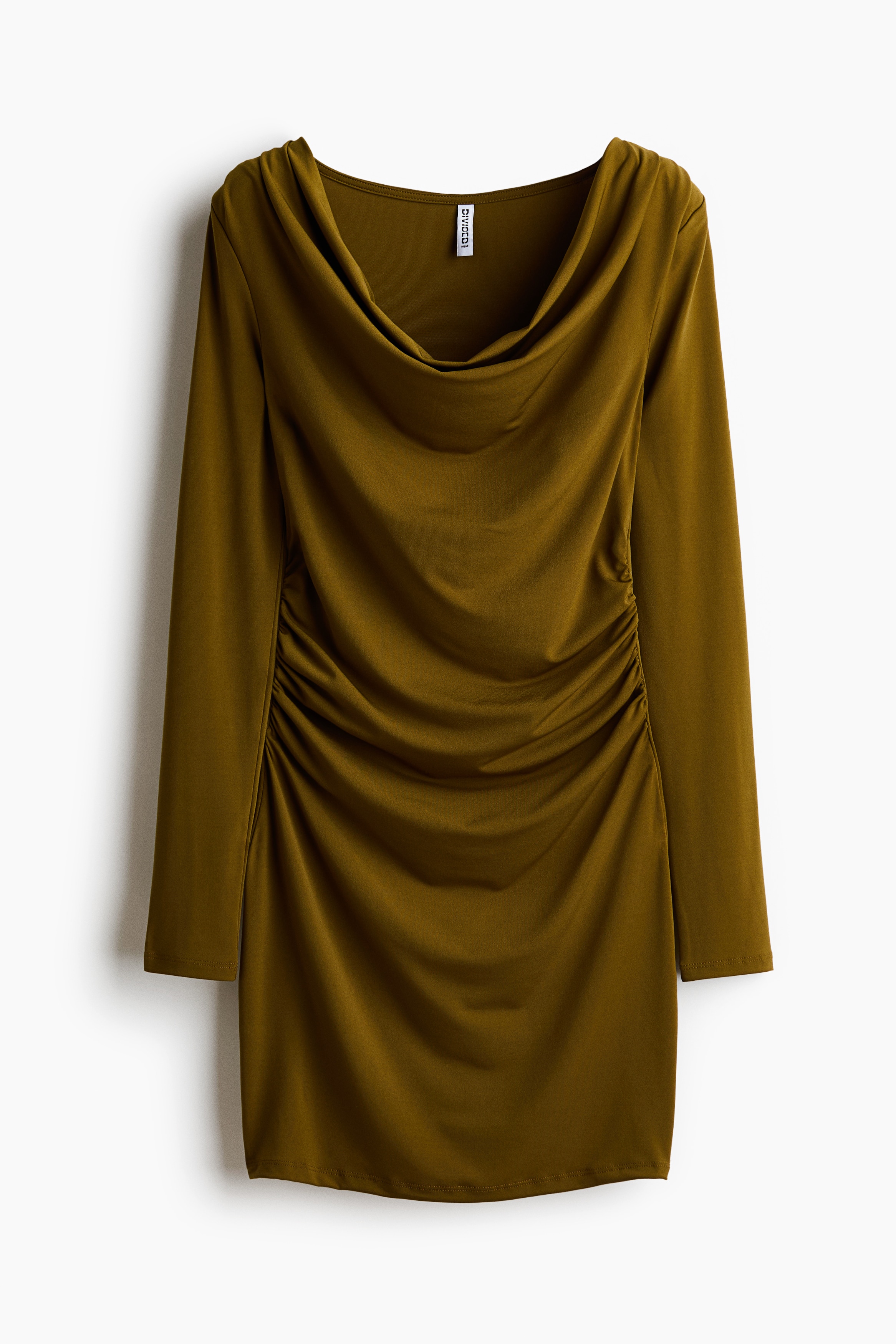 Cowl-Neck Jersey Dress - Golden olive