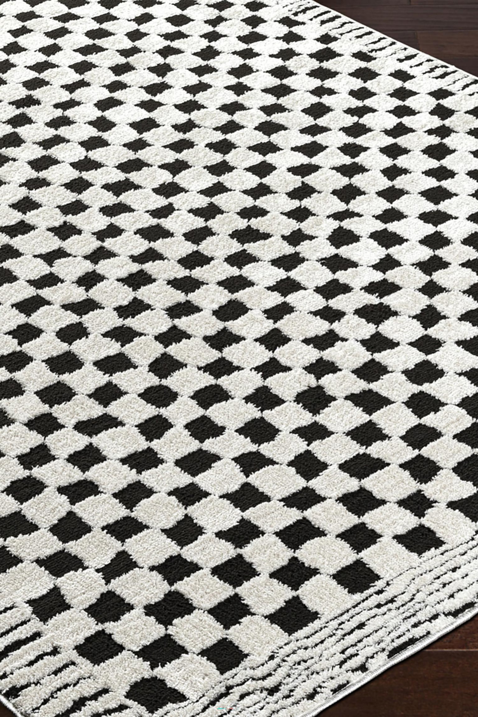 Ekta Skandi Checkered Area Rug - Ivory, Black - 5