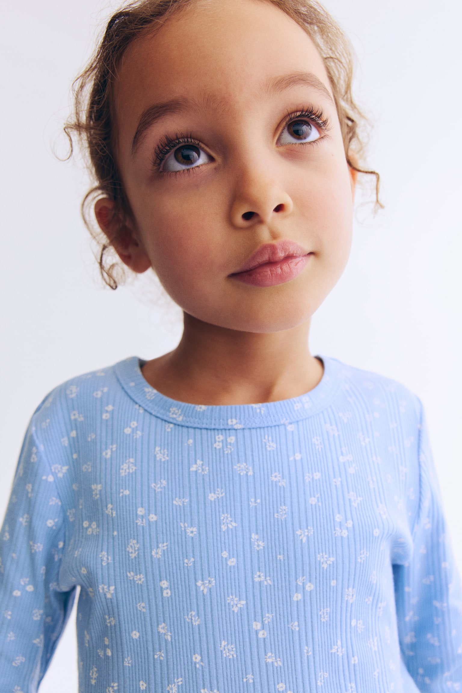 Top en jersey côtelé - Bleu/fleuri/Blanc/cœurs/Rose/coccinelles - 3