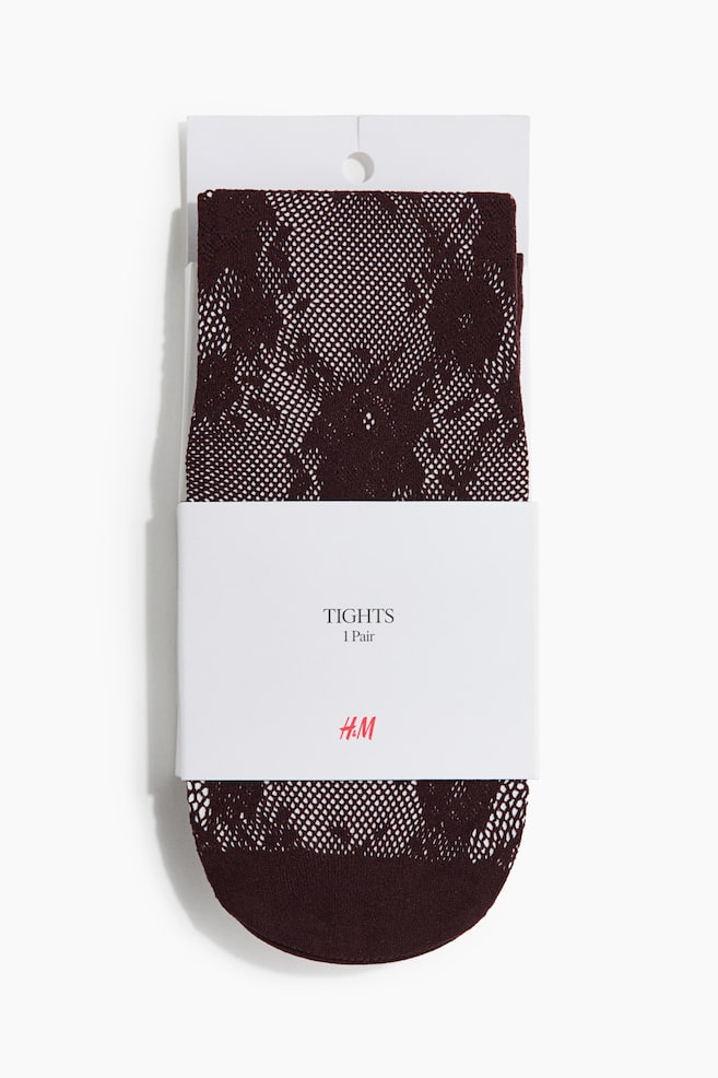 Lace Tights - Burgundy/Black/Dark brown - 1