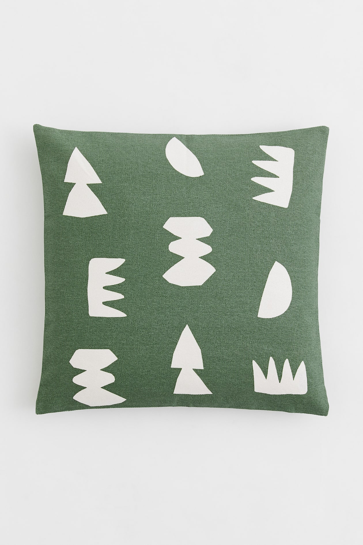 Cotton canvas cushion cover Green/Shapes Home All H&M GB