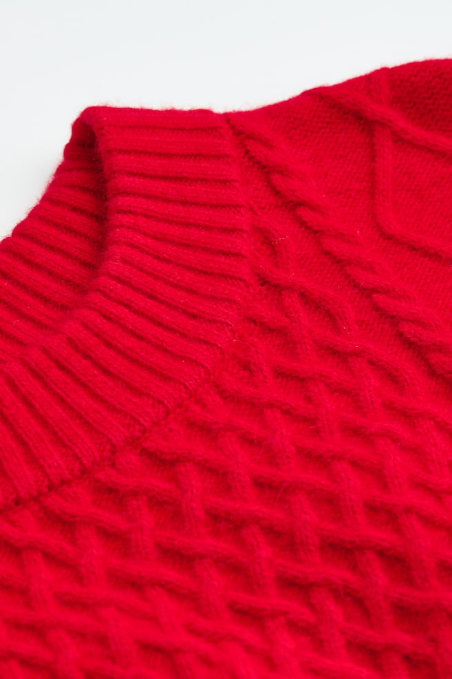 H&M+ Cable-knit jumper - Red/Light beige - 5