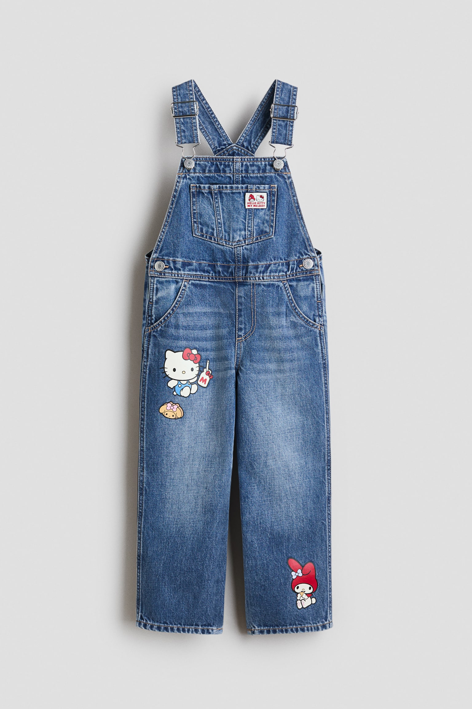 Printed denim dungarees - Denim blue/Hello Kitty - 1