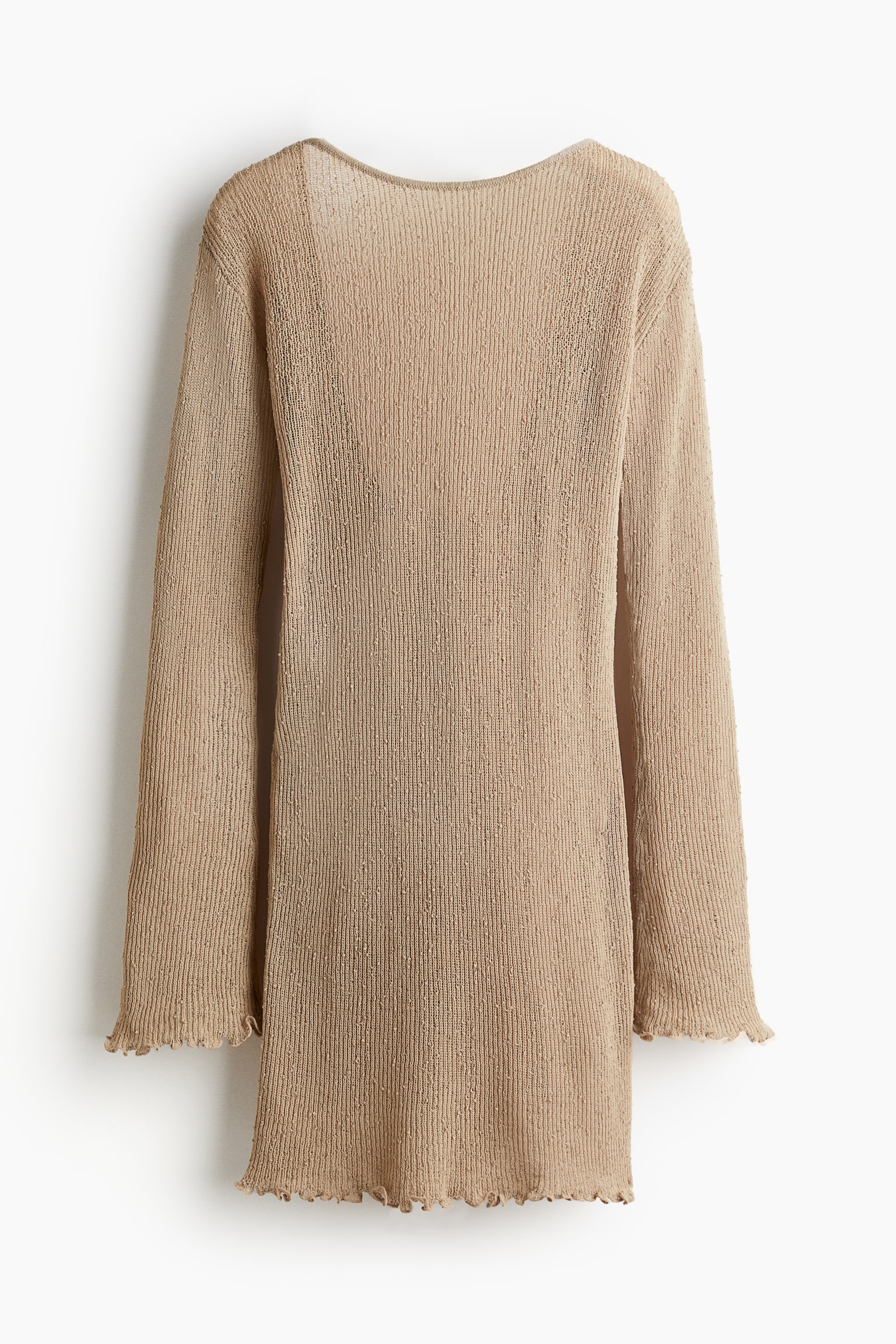 Deep Back Knit Dress - Beige/Dark khaki green/Black - 2