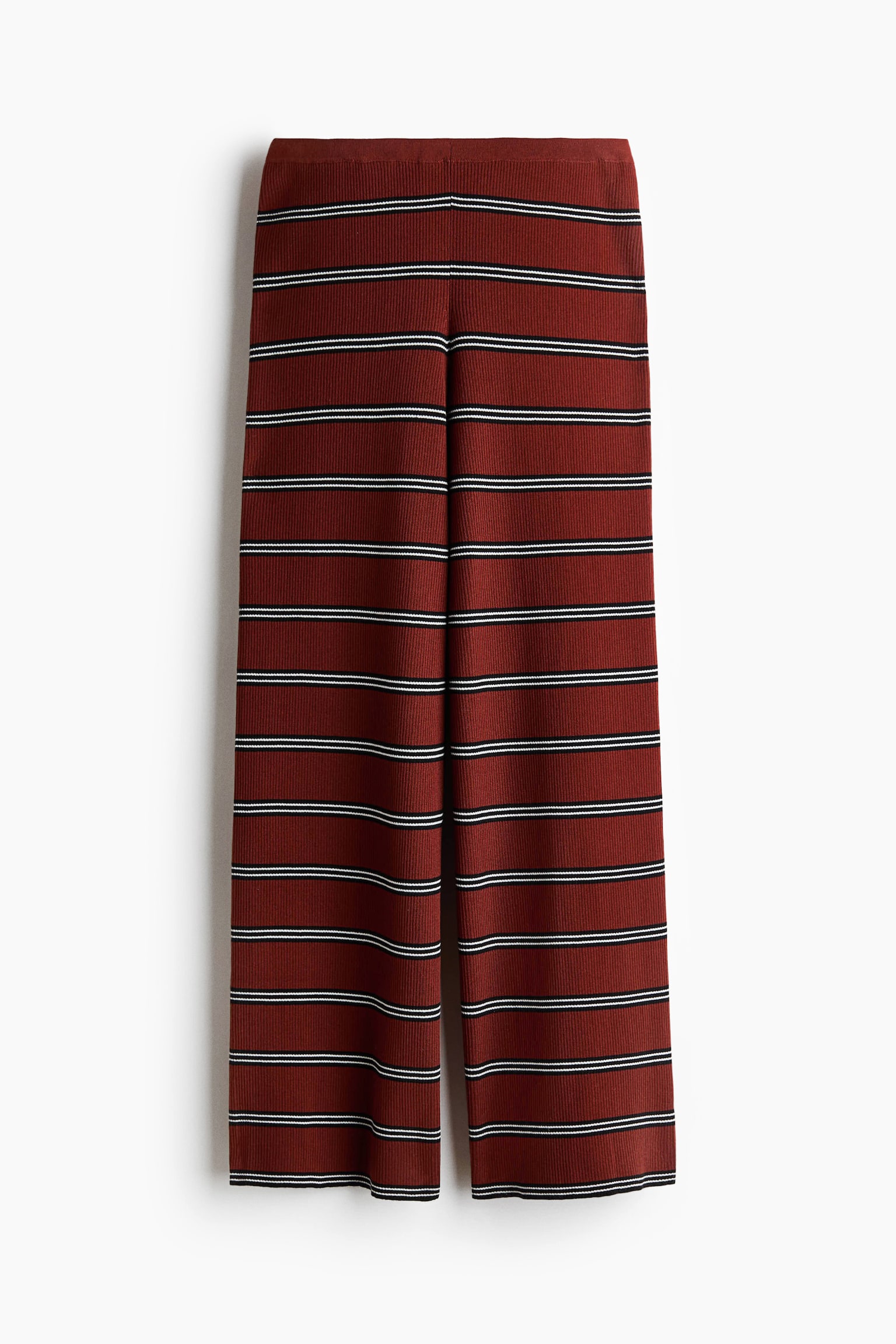 Ribgebreide broek - Donkerrood/gestreept