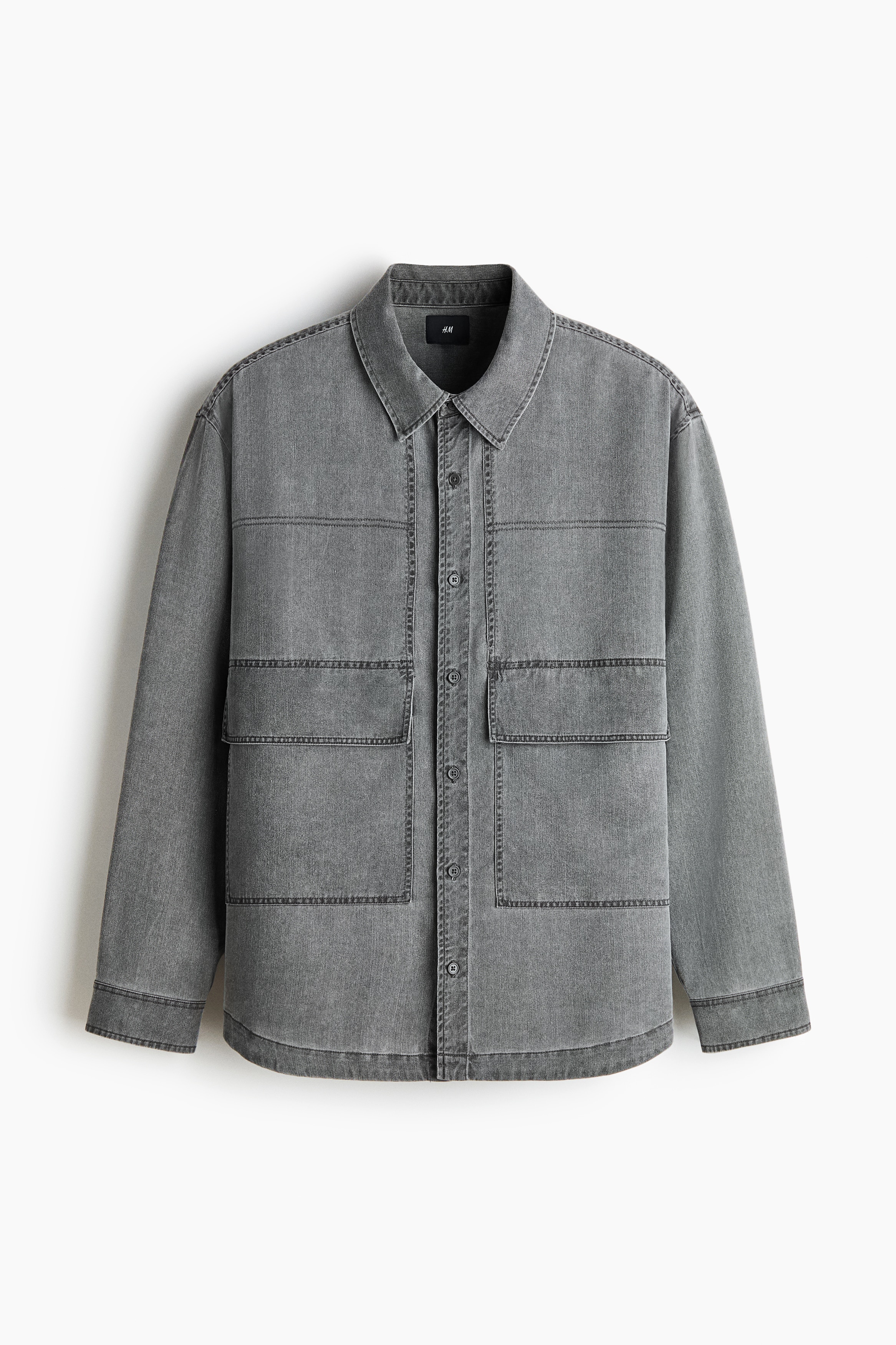 Loose-Fit Overshirt - Gray/Dusty mint green