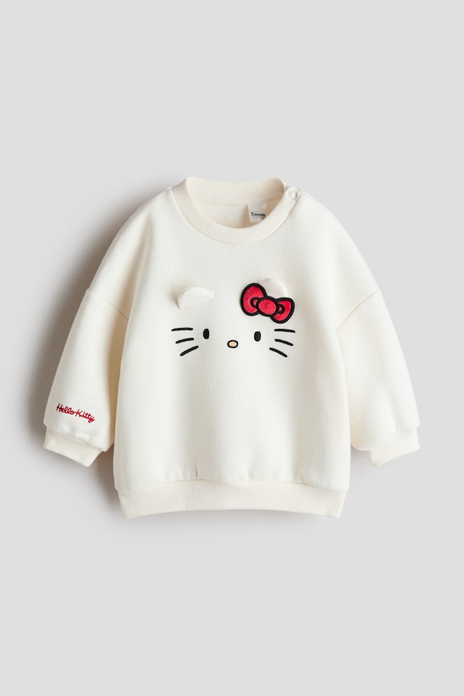 Sweatshirt with Motif - White/Hello Kitty/Light pink/Minnie Mouse - 1