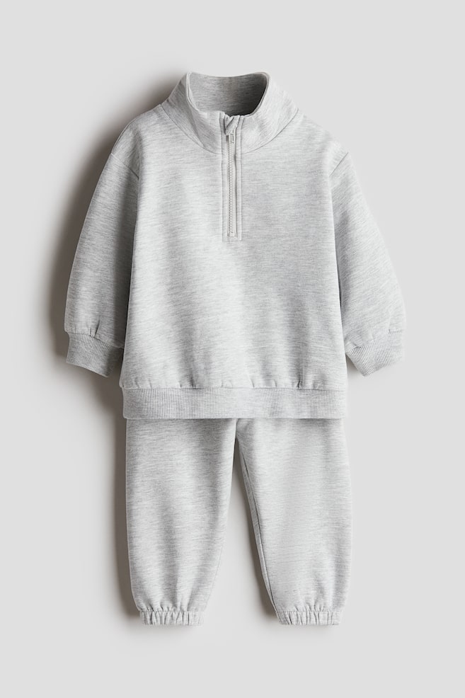 2-piece sweatshirt set - Light grey marl/Dusty blue/Dusty green - 1