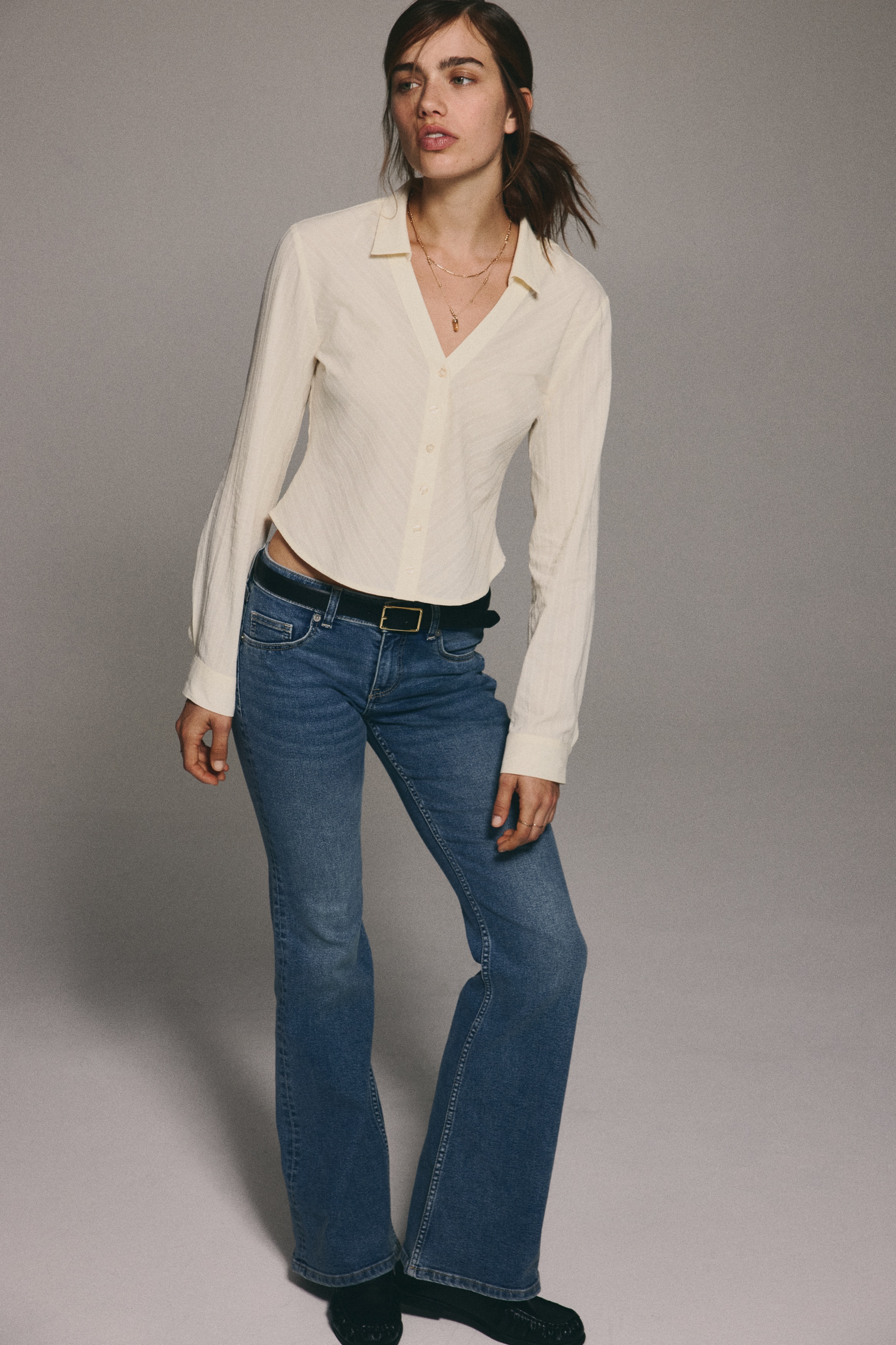 Cropped cotton shirt