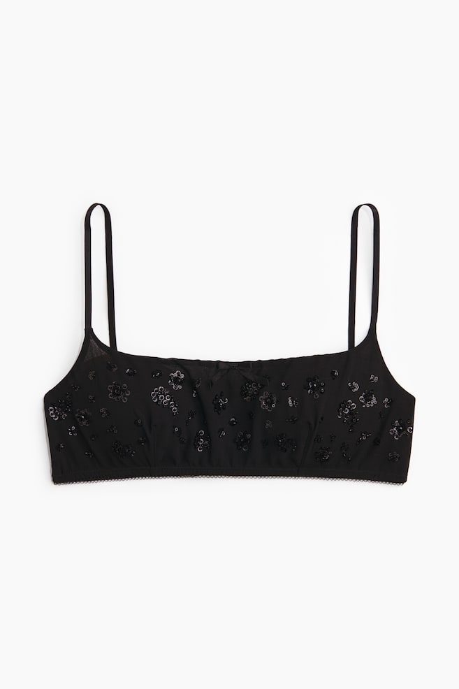 Soft-bh met pailletten - Zwart - 1