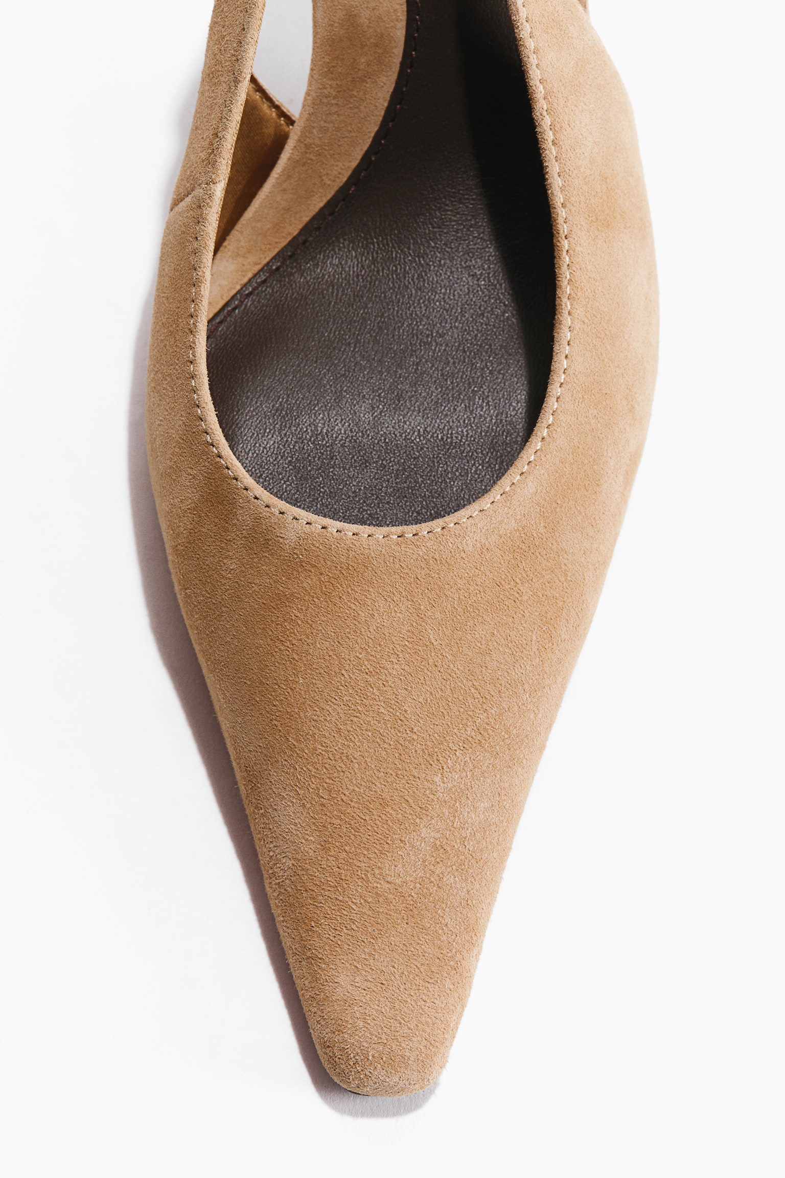 Suede slingback court shoes - Beige - 2