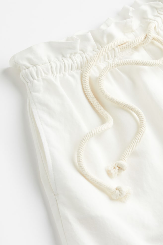 Linen-blend paper bag shorts - White/Beige - 3