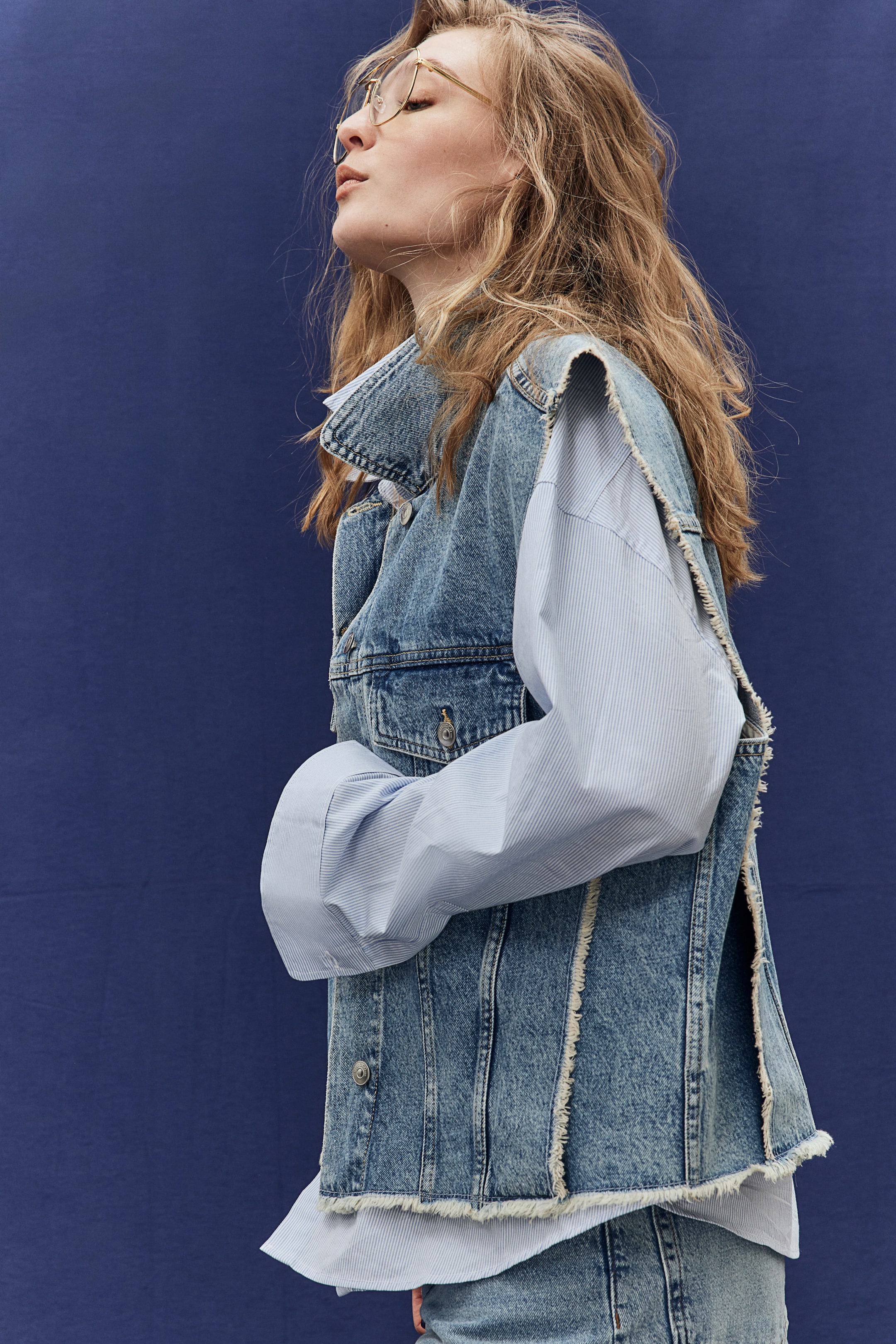 Frayed-edge Denim Vest