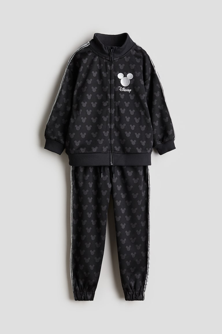 Side-panelled tracksuit Black/Mickey Mouse Kids H&M GB