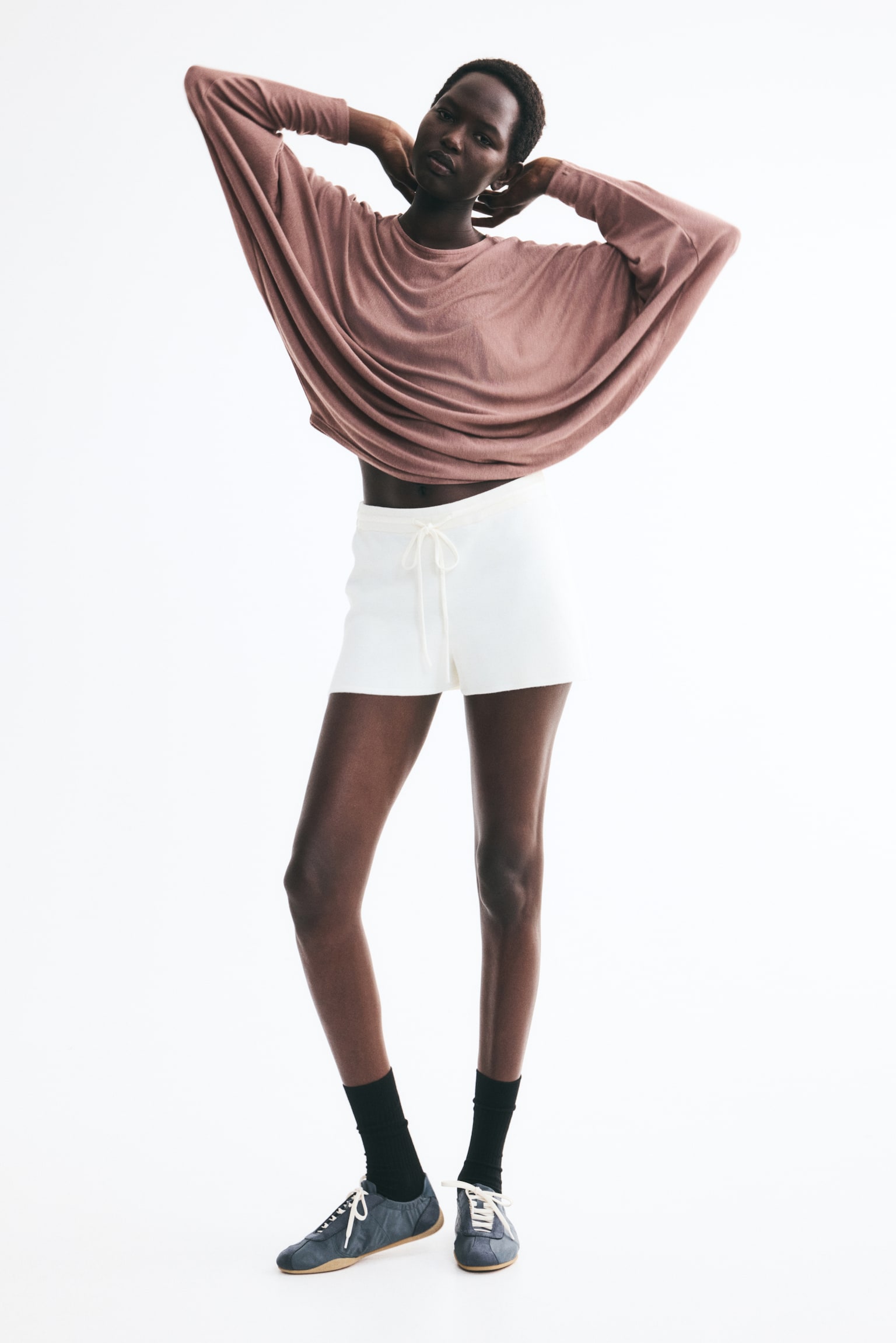 Batwing-sleeved top - Dark mole/Grey marl - 1