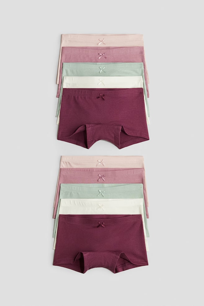 Pack de 10 bragas bóxer de algodón - Rojo oscuro/Rosa empolvado/Rosa empolvado/Gris jaspeado/Violeta claro/Azul/Lila claro/Amarillo claro/Rosa claro/Negro/Blanco - 1