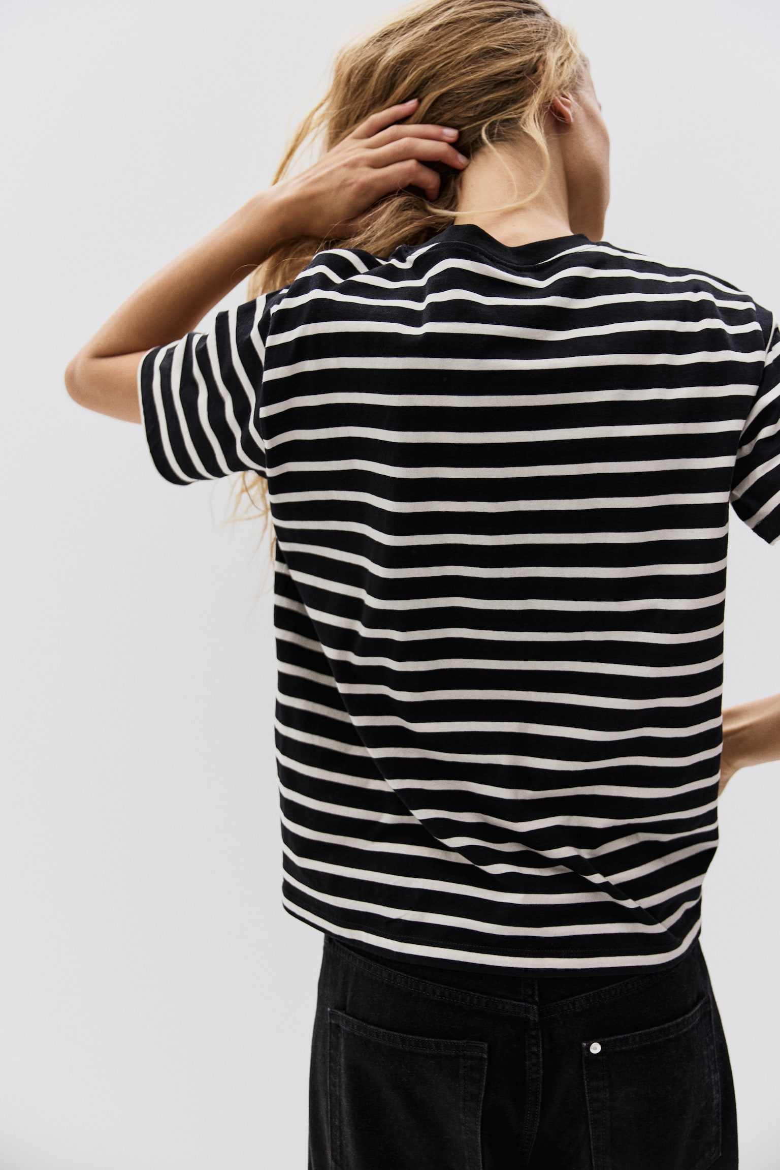 Áo thun cotton - Màu đen/Kẻ trắng/Màu đen/Màu trắng/Màu be xám - 4