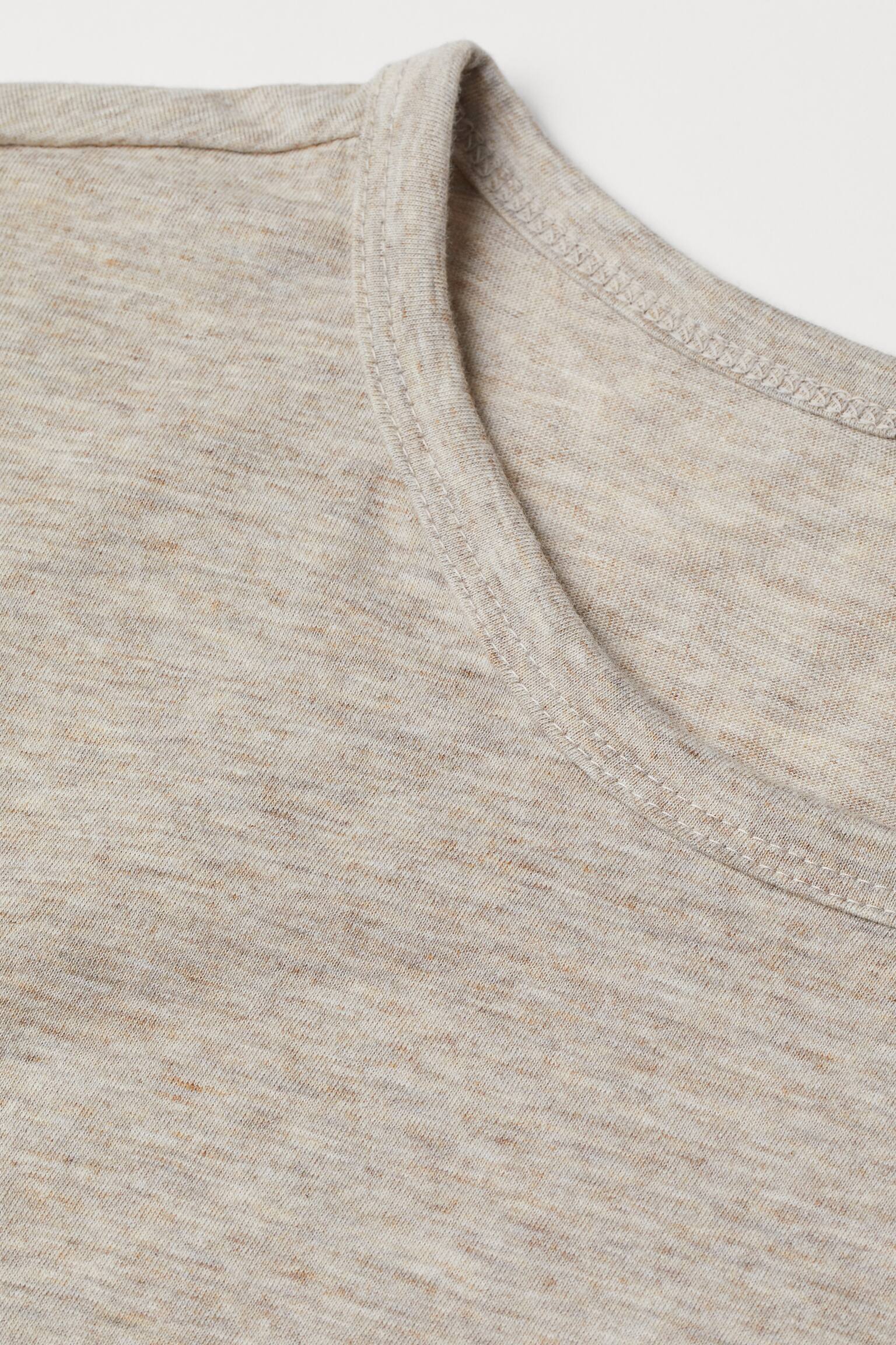 Slub jersey T-shirt - Short sleeve - Regular length - Beige marl - Men ...
