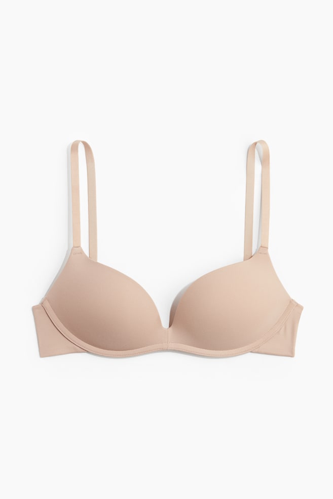 Soft-Cup Microfiber Push-Up Bra - Beige/Black - 1