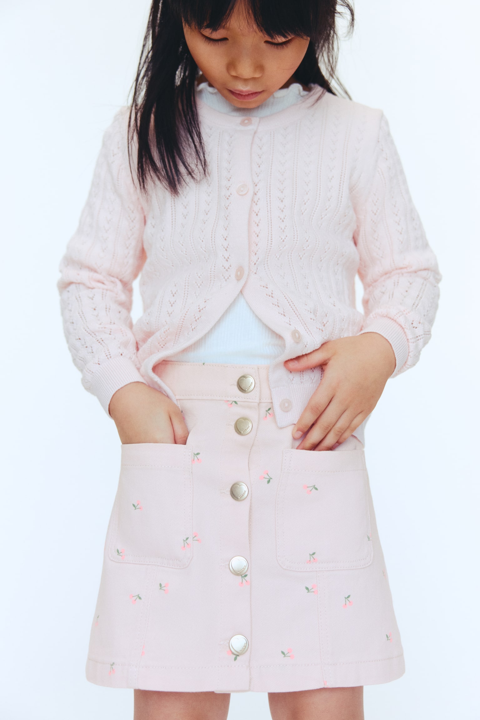 Cotton twill skirt - Light pink/Cherries/Cream/Floral - 5