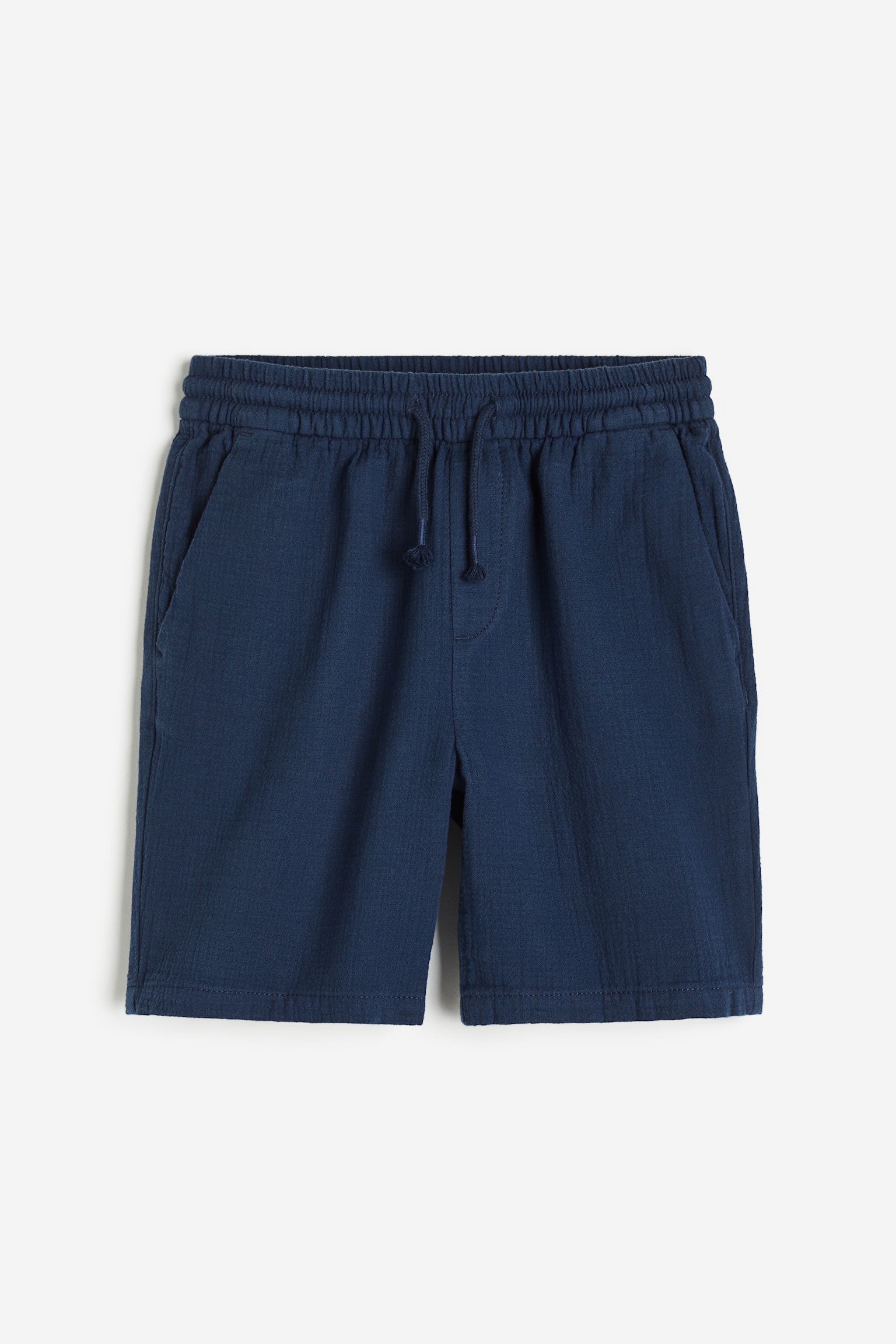 Crinkled cotton shorts - Navy blue/Light khaki green/Light beige - 1