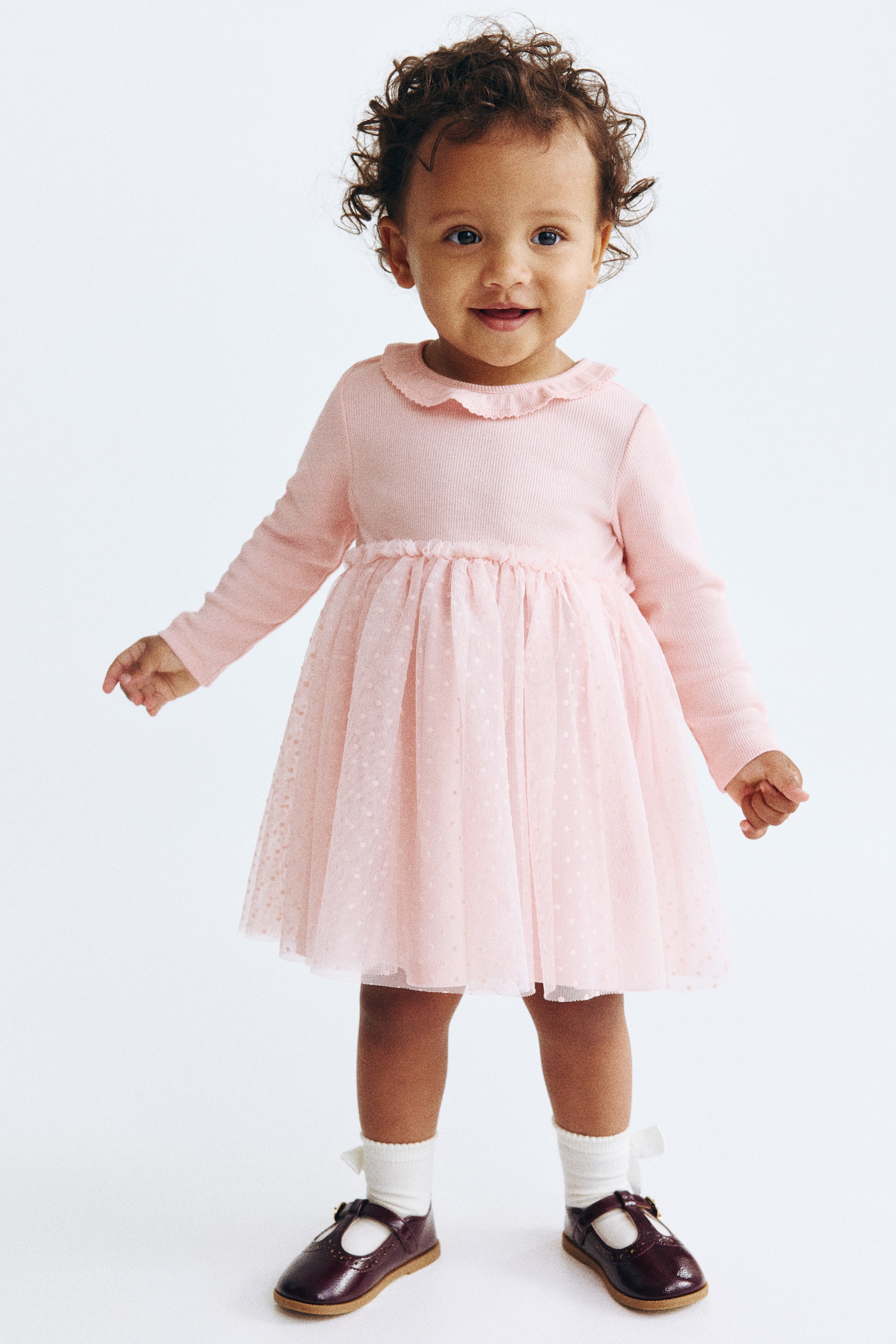 Cotton Dress with Tulle Skirt