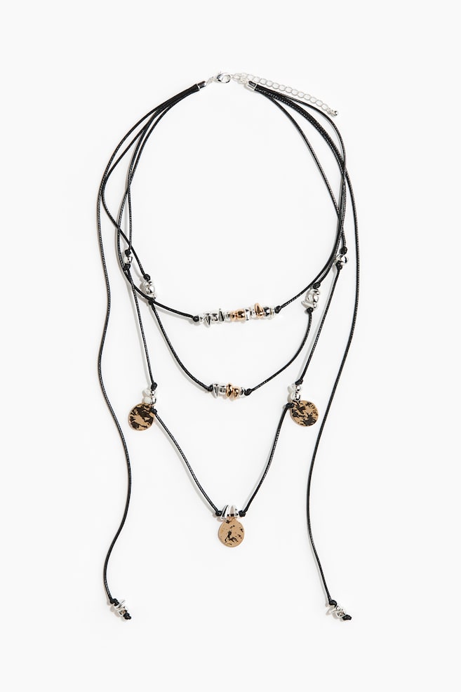Multi-Strand Cord Necklace - Black - 1