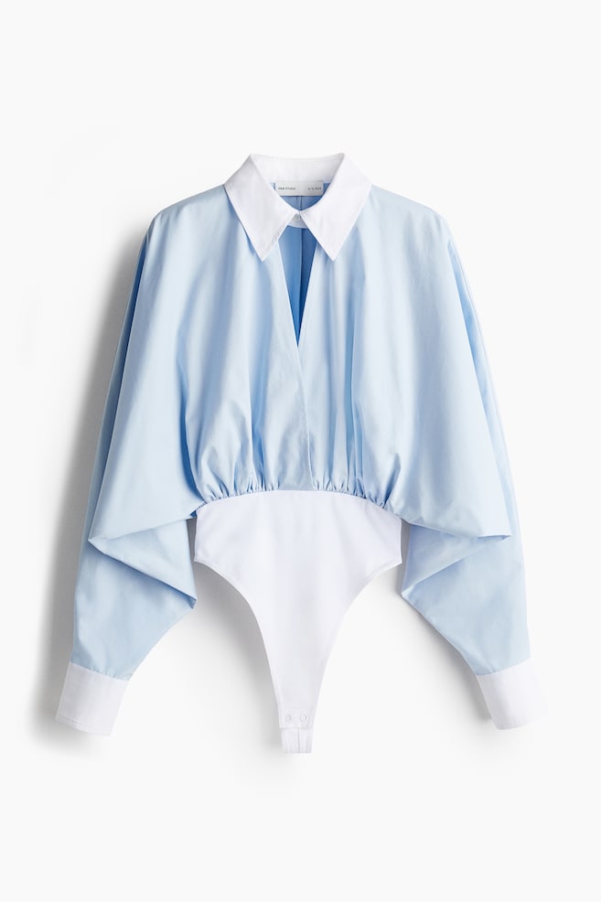 Shirt-top body - Light blue/Block-coloured - 1