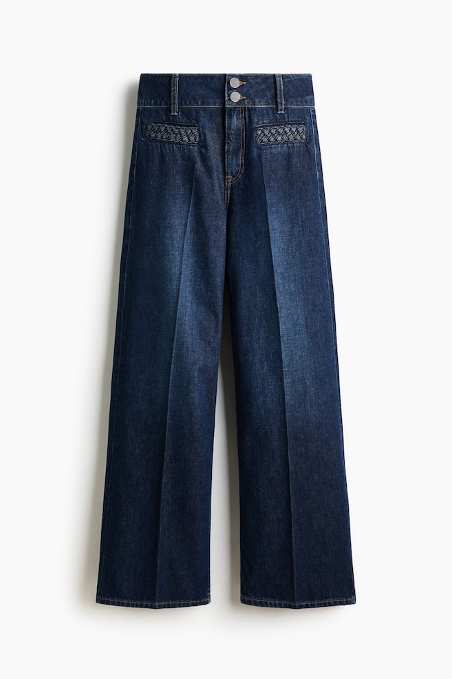 Wide High Jeans - Blu denim scuro/Bianco - 1