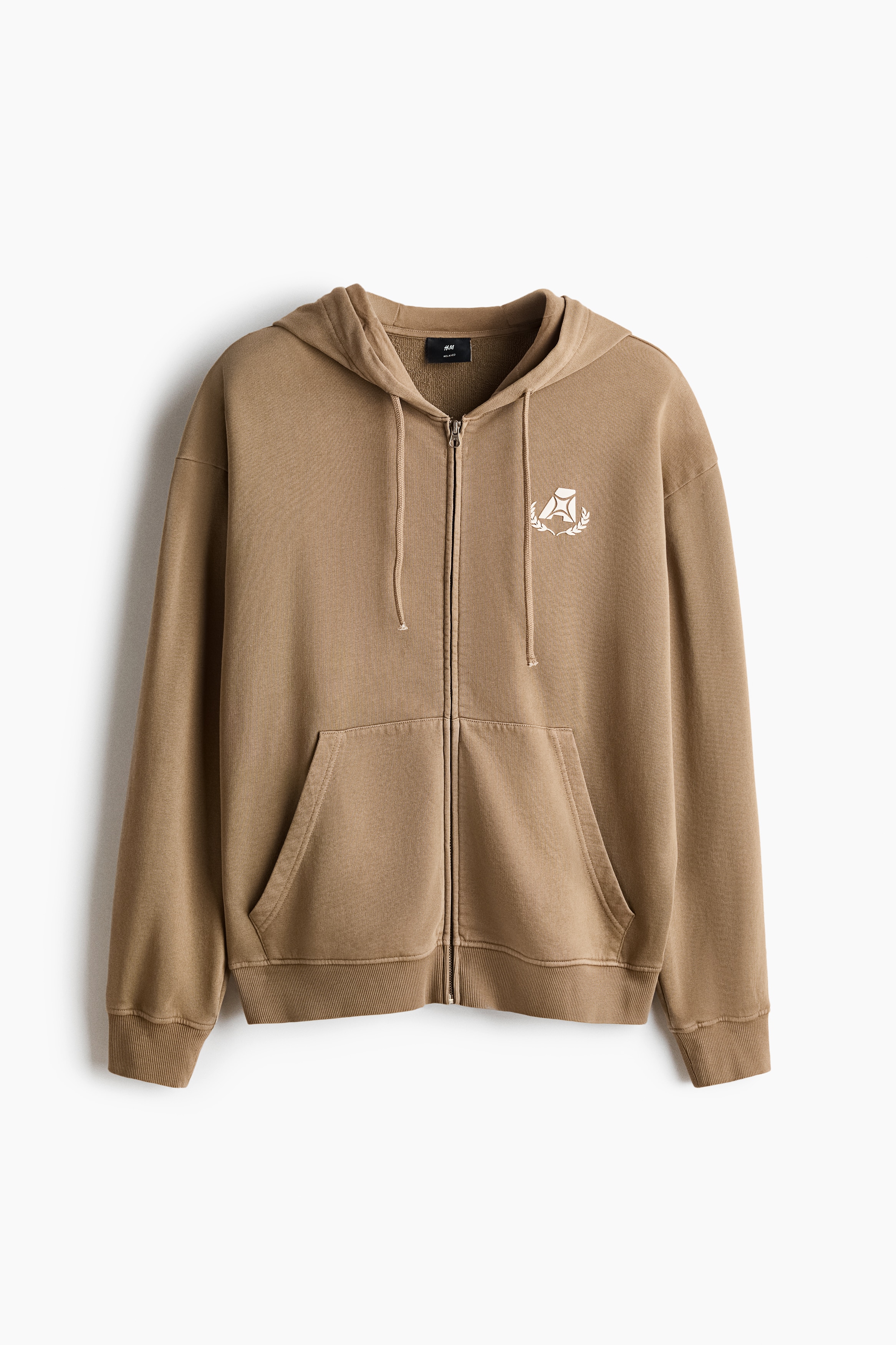 Relaxed Fit Printed zip-through hoodie - Beige/Washed black/Ride Free