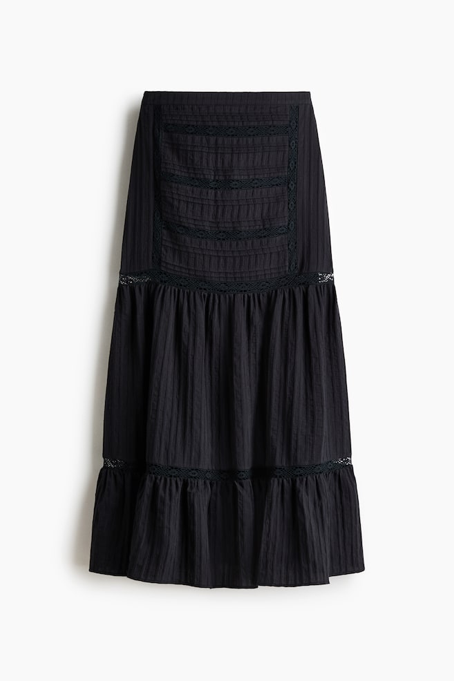 Lace-Inset Maxi Skirt - Black - 1