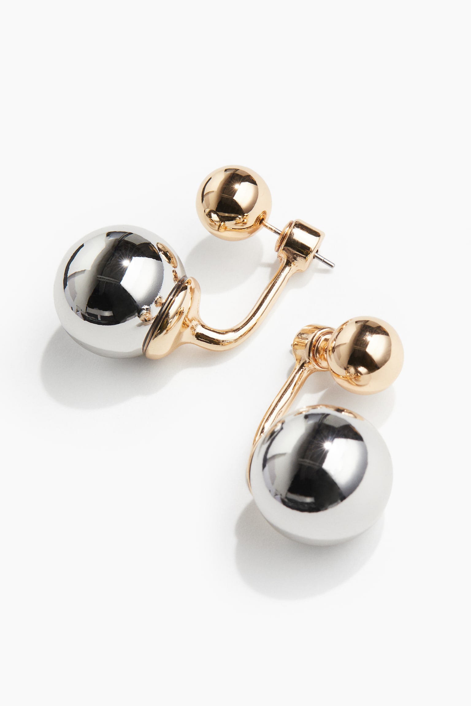 Sphere-detail front and back earrings - Silver-coloured/Gold-coloured - 2