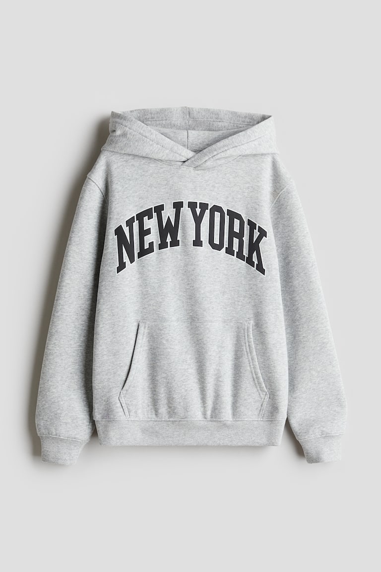 Sweat-shirt Homme Gris Clair Personalisé "New York Road To Happiness" - Coton, Fabrication Italie, Neuf