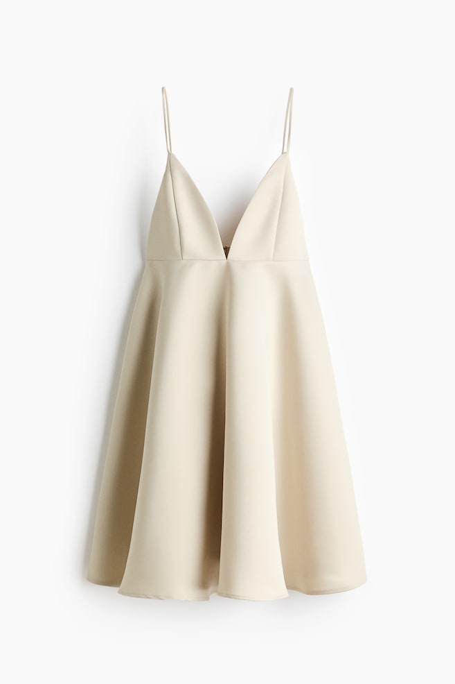 Ausgestelltes Trägerkleid - Hellbeige/Schwarz - 1