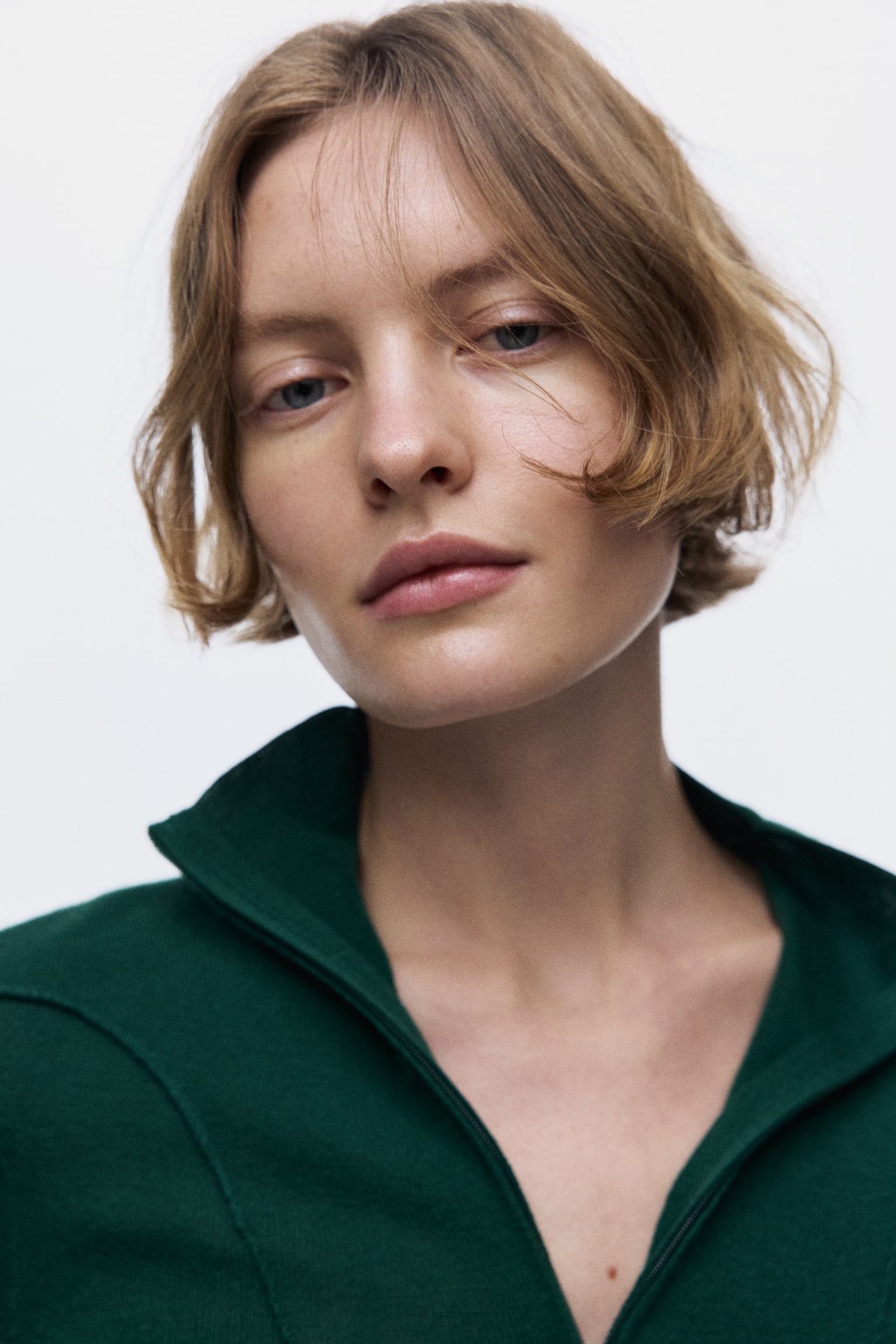 Zip-top turtleneck top - Dark green - 4