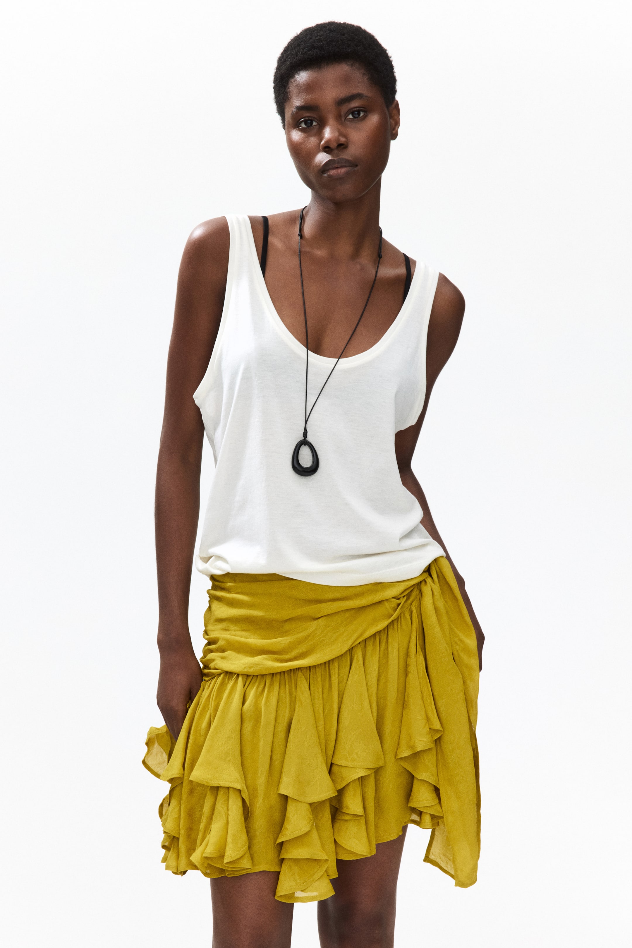 Asymmetric Viscose Mini Skirt