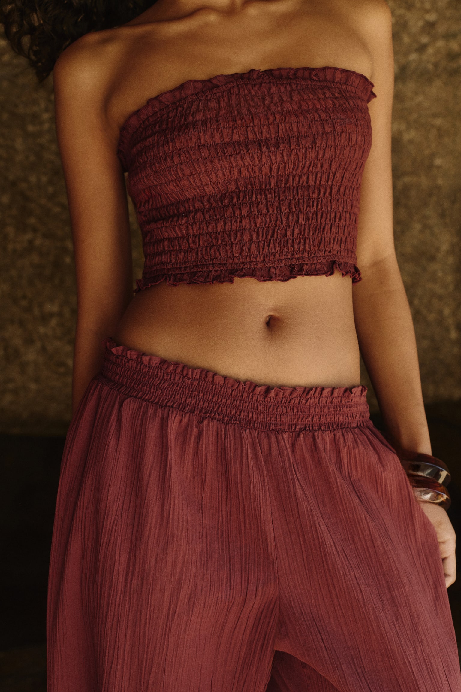 Quần dài đi biển vải nhăn - Màu nâu gỉ sắt - 3