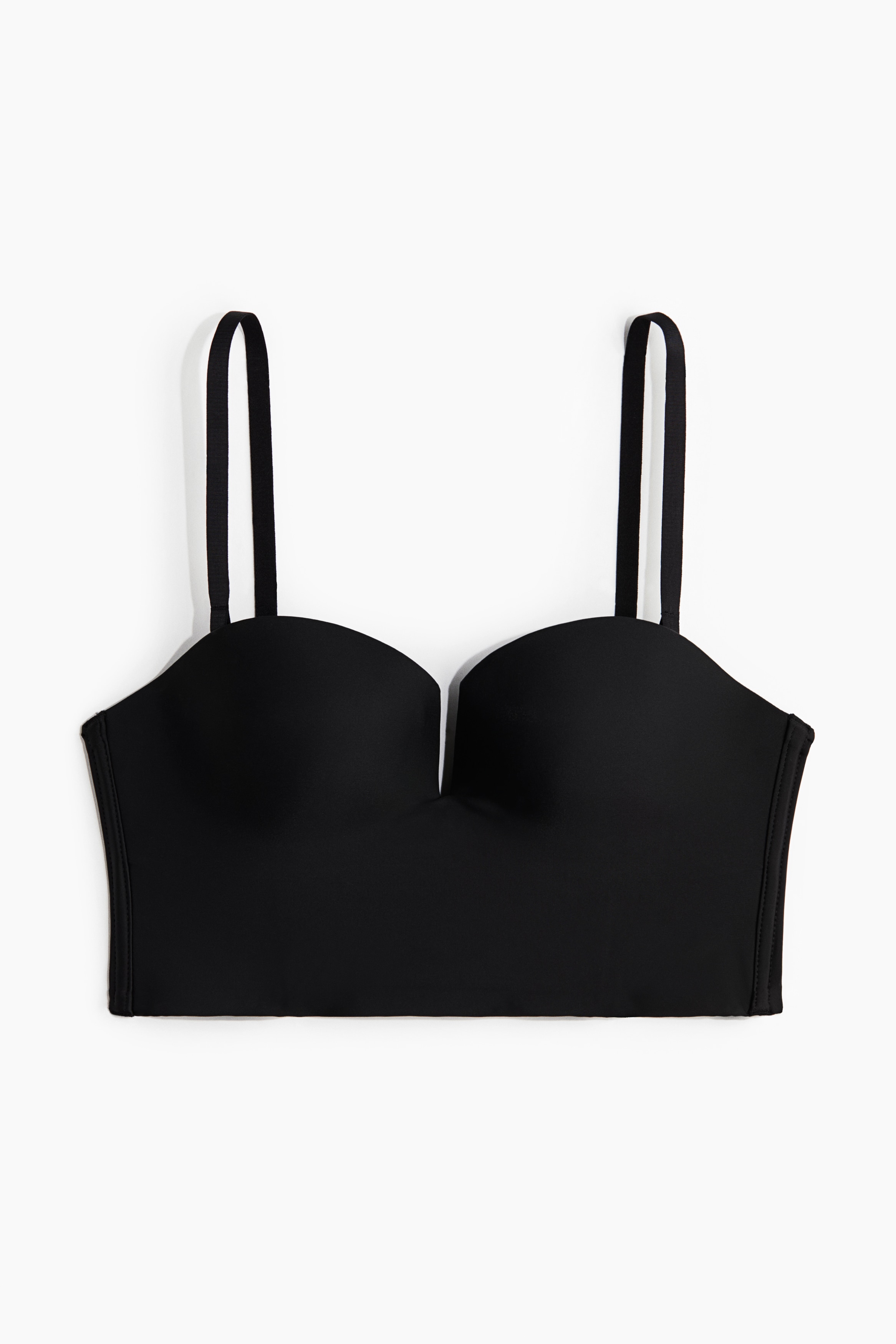 H & M - Mikrofaser-Bustier mit wattierten Cups - Schwarz - Damen