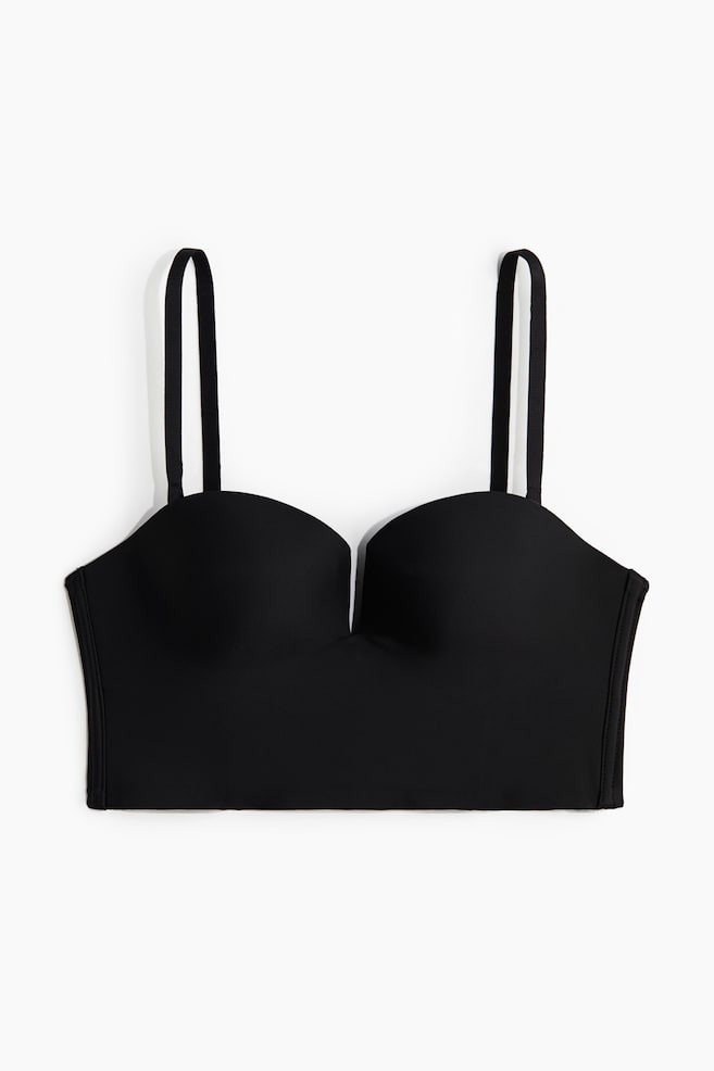 Bustier van microvezel met padded cups - Zwart/Donkerrood - 1