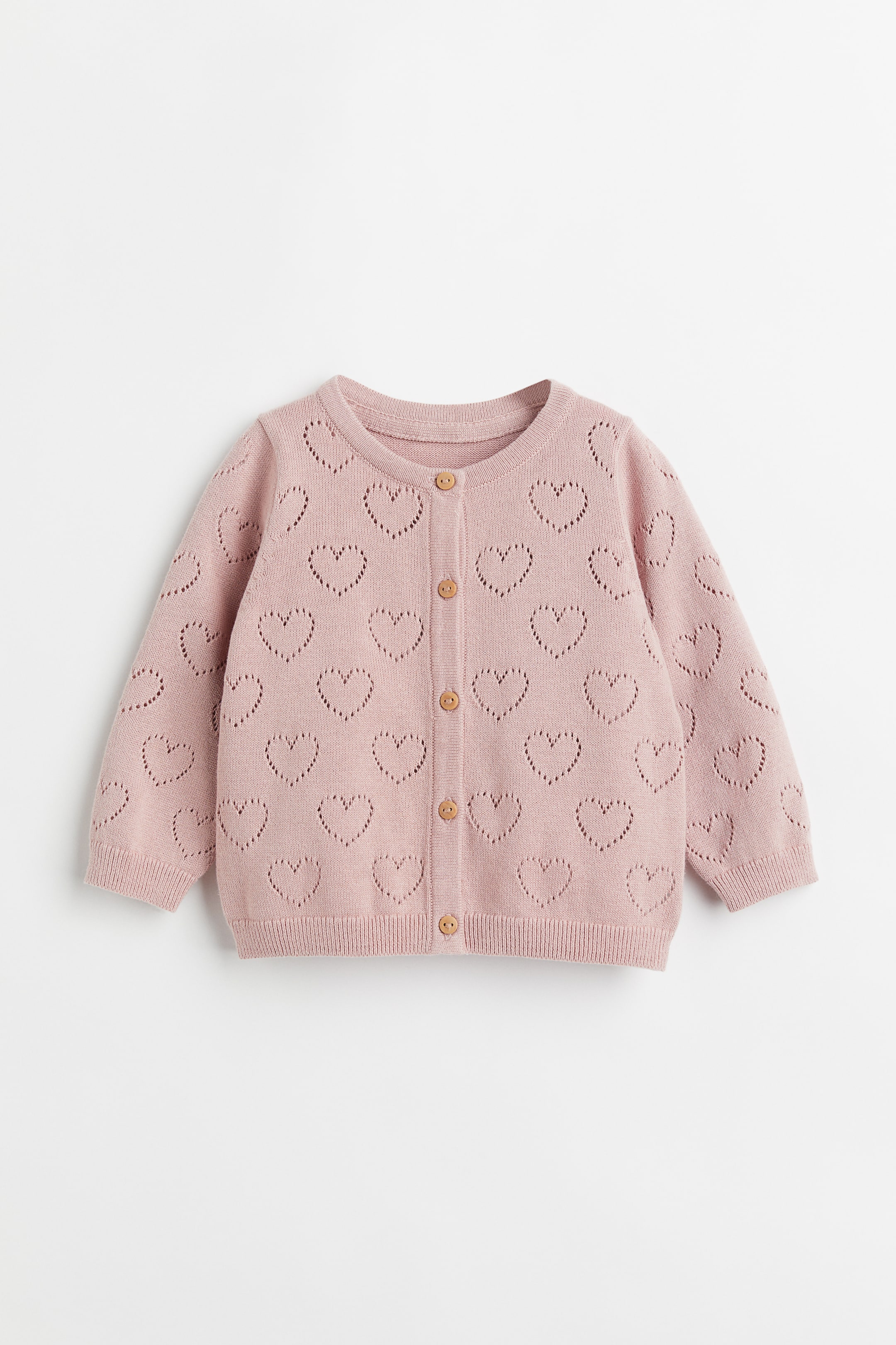 查看大圖: 棉質網紗花式鉤織開襟衫 - 粉紅色/愛心 - Kids | H&M 1
